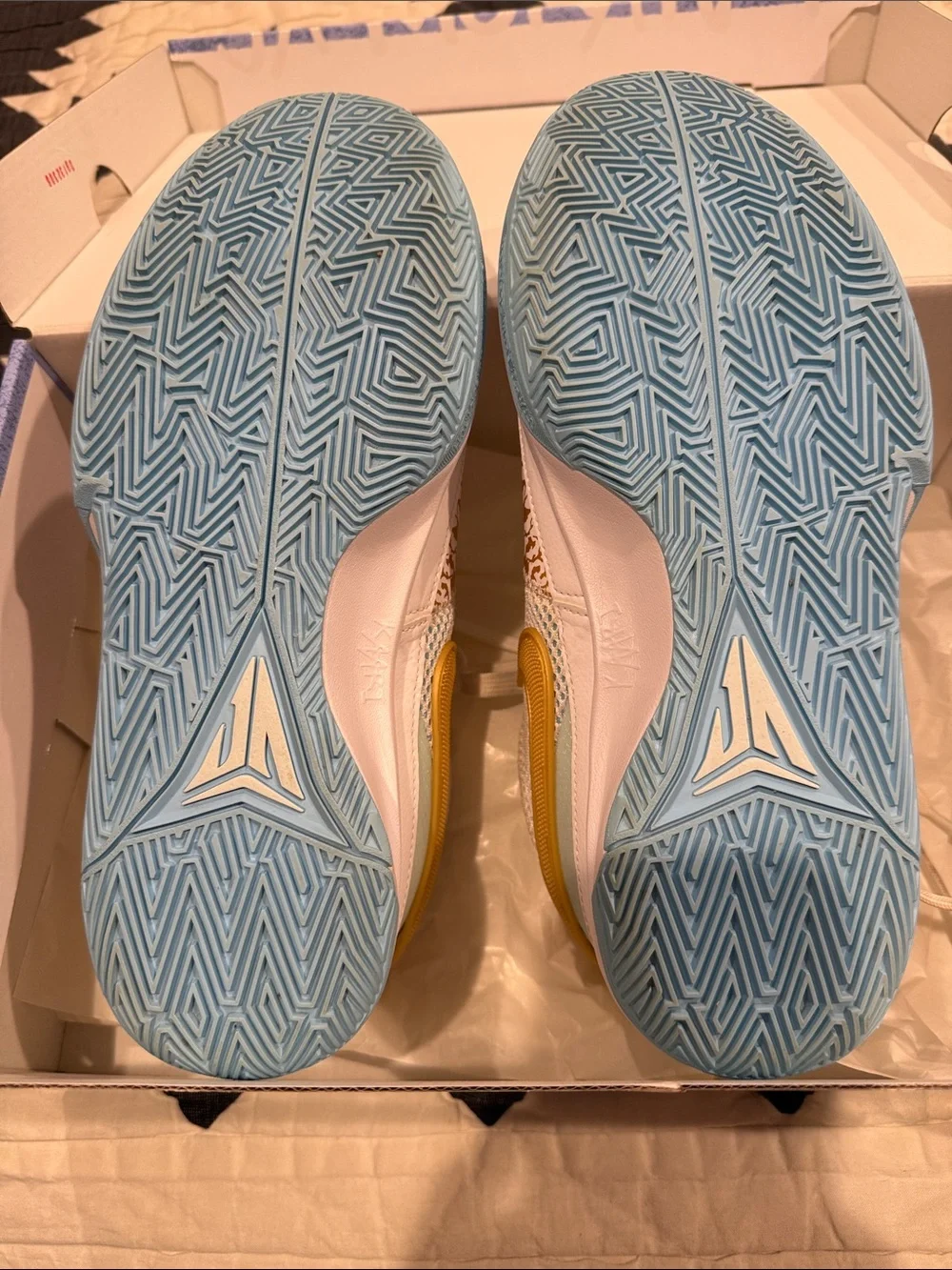 Nike JA 1 basketball shoes - White/Gold/Light Blue
